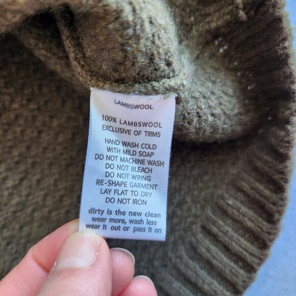 EUC Toad & Co Malamute Lambswool Waffle Knit Crew Sweater Elbow-Patch Green - Picture 7 of 8